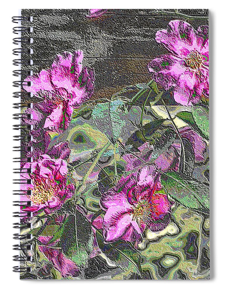 Rose Spiral Notebook featuring the digital art Chrome Roses 2666 by Brian Gryphon