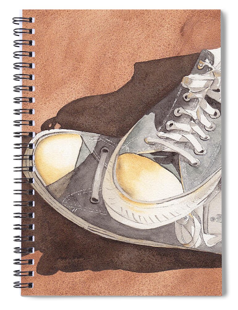 Shoes Spiral Notebook featuring the painting Chucks by Ken Powers