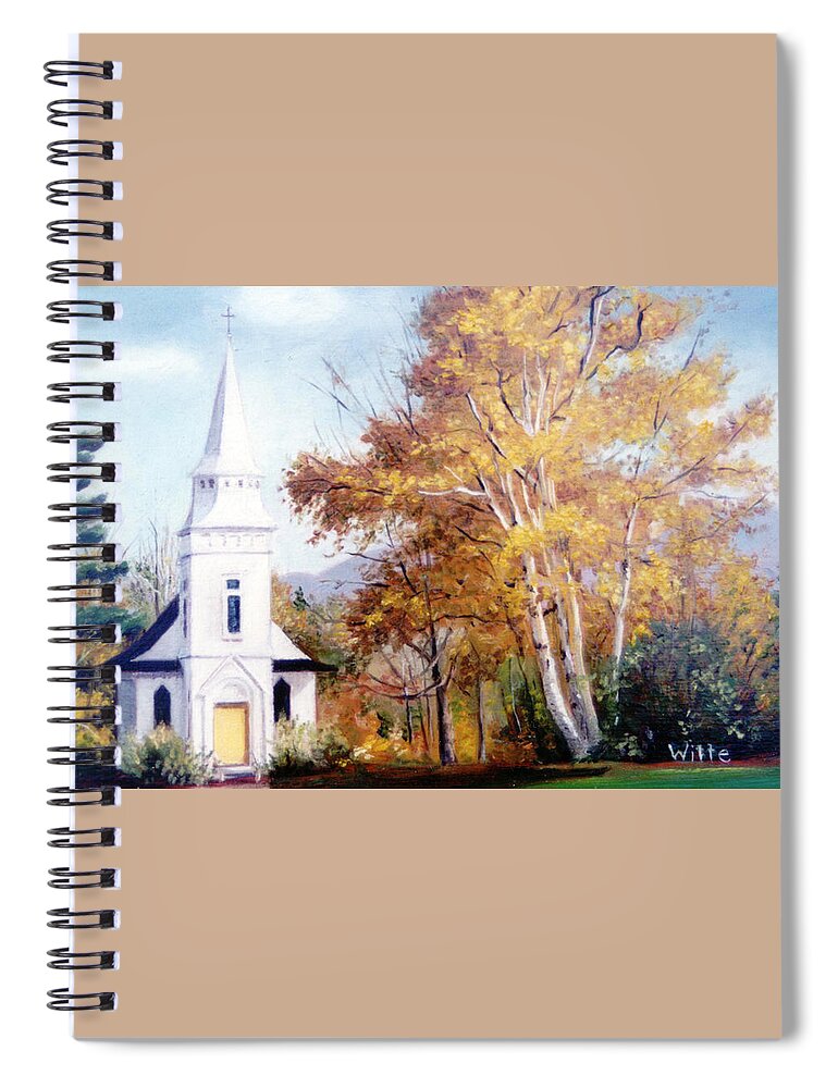 Church With Steeple Spiral Notebook featuring the painting Church at Sugar Hill by Marie Witte