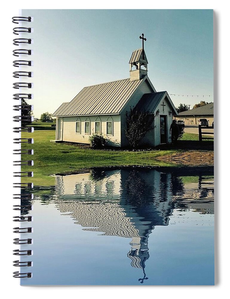 Reflection Spiral Notebook featuring the photograph Church Reflection by Doris Aguirre