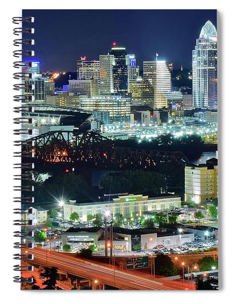 Cincinnati Spiral Notebook featuring the photograph Cincinnati and Covington Collide by Frozen in Time Fine Art Photography
