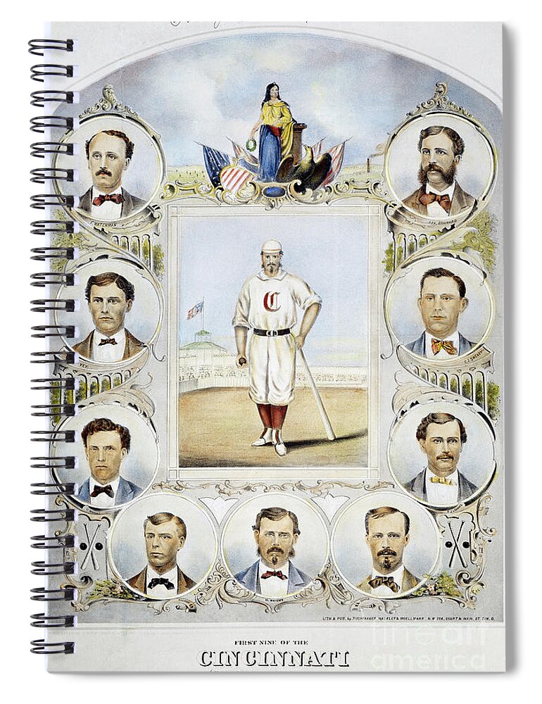 1869 Spiral Notebook featuring the photograph Cincinnati Baseball Team, 1869 by Granger