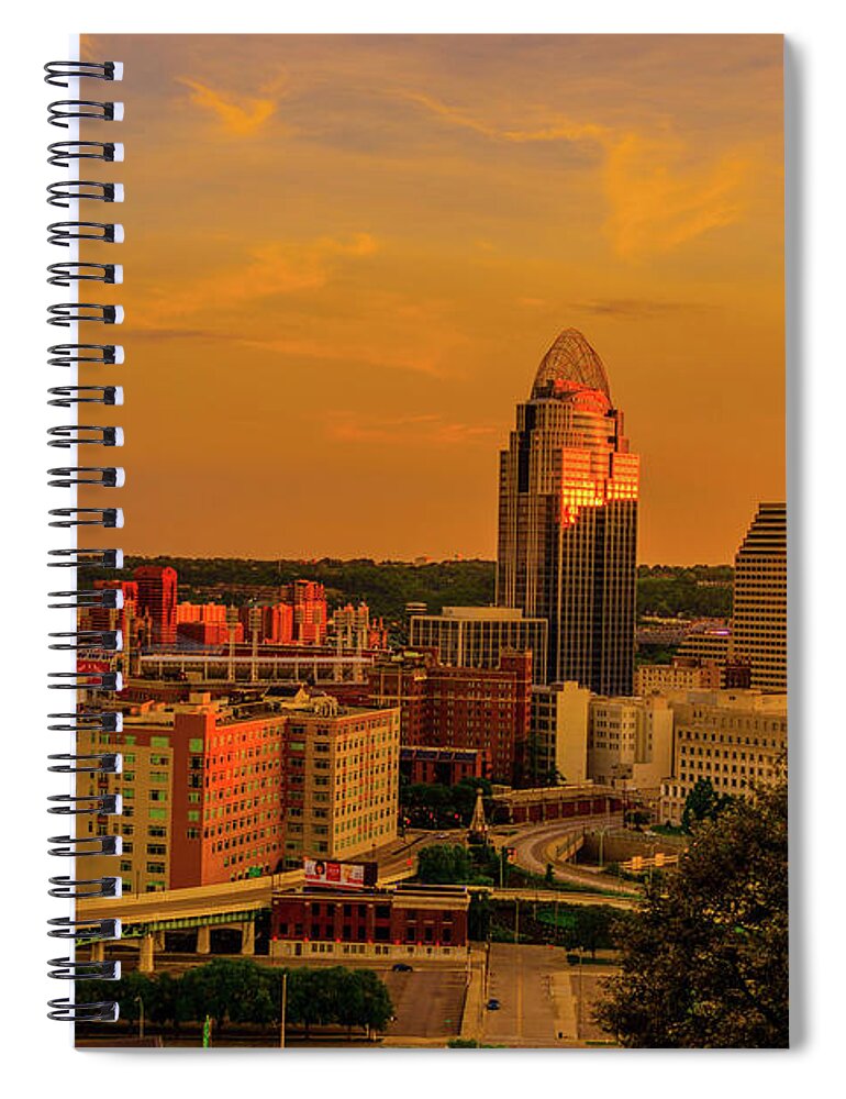 Cincinnati Spiral Notebook featuring the photograph Cincinnati Golden by Cathy Donohoue