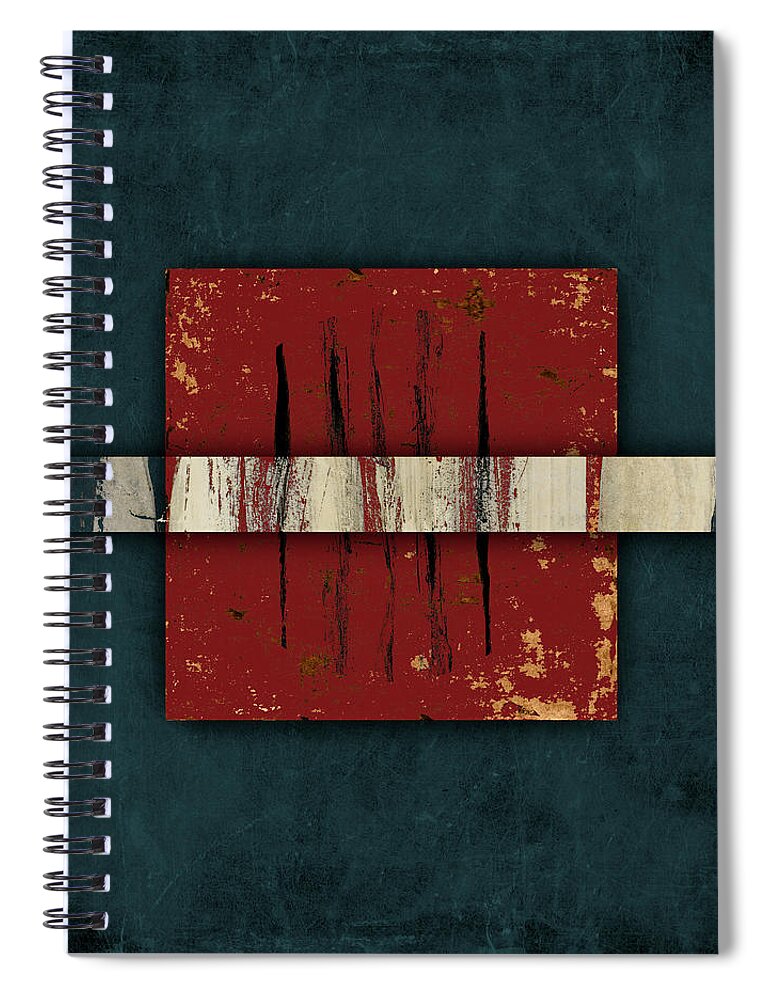 Cinnabar Spiral Notebook featuring the mixed media Cinnabar and Indigo One of Two by Carol Leigh