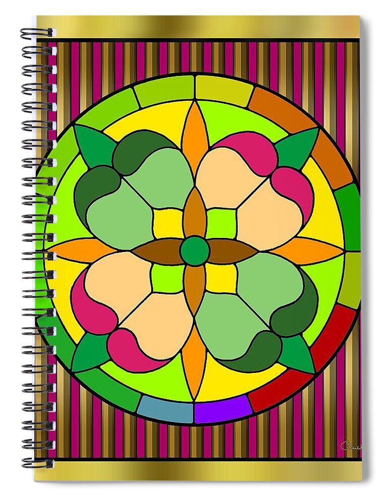 Circle On Bars 2 Spiral Notebook featuring the digital art Circle on Bars 2 by Chuck Staley