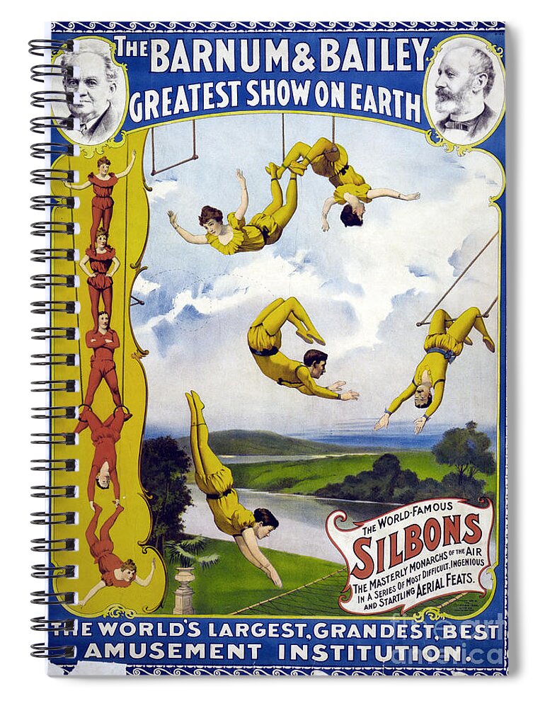 1896 Spiral Notebook featuring the drawing Circus, Barnum And Bailey. by Granger