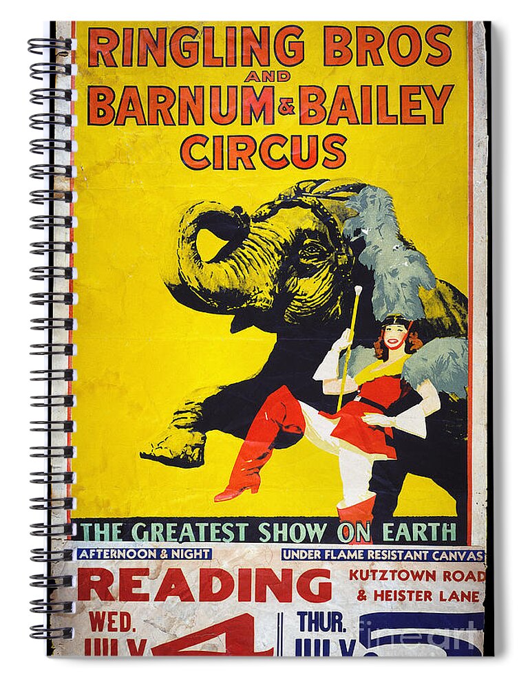 1950 Spiral Notebook featuring the photograph CIRCUS POSTER, c1950 by Granger