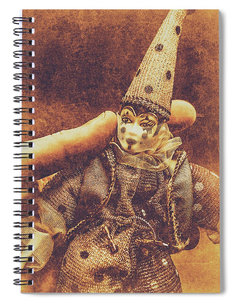 Puppet Spiral Notebook featuring the photograph Circus puppeteer by Jorgo Photography