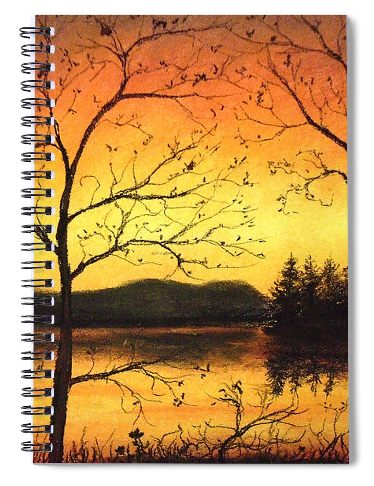 Yellow Sunset Spiral Notebook featuring the painting Citrus Nights by Jen Shearer