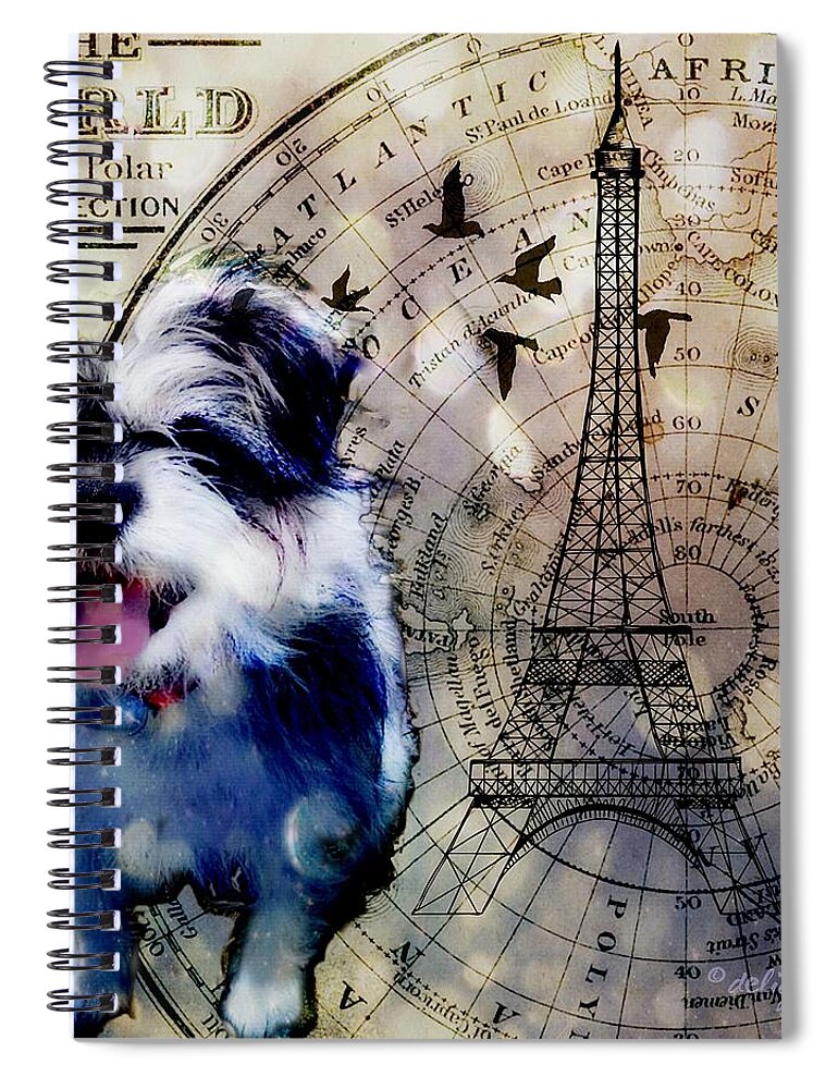 Animals Spiral Notebook featuring the digital art City Girl Goes to Paris by Delight Worthyn