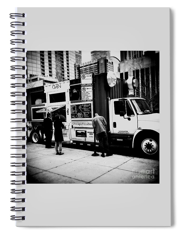 Midwest Spiral Notebook featuring the photograph City of Chicago Pizza Truck by Frank J Casella