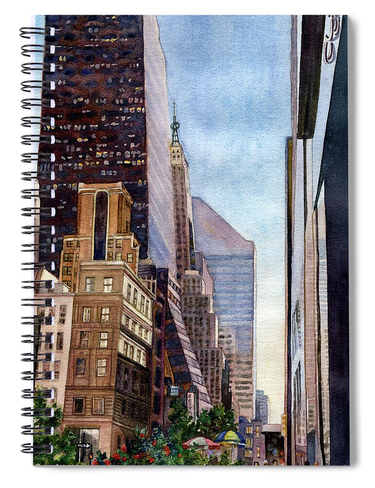 New York City Painting Spiral Notebook featuring the painting City Sunrise by Anne Gifford