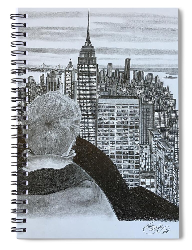 New York Spiral Notebook featuring the drawing City View by Tony Clark