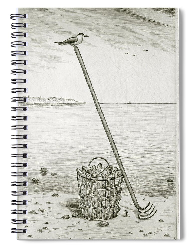 Charles Harden Spiral Notebook featuring the drawing Clamming by Charles Harden