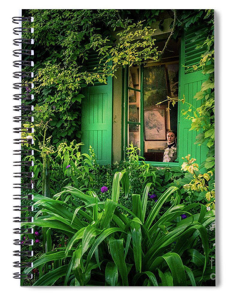 Art Studio Spiral Notebook featuring the photograph Claude Monet's Studio Window, Giverny France by Liesl Walsh