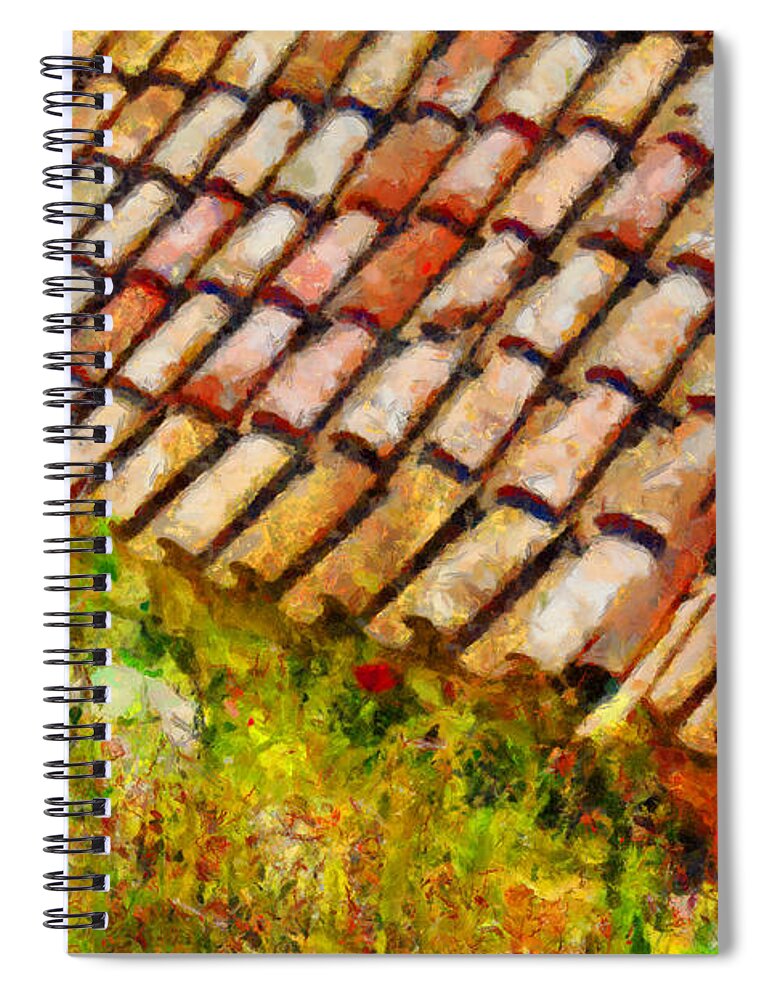 Rossidis Spiral Notebook featuring the painting Clay tiles by George Rossidis