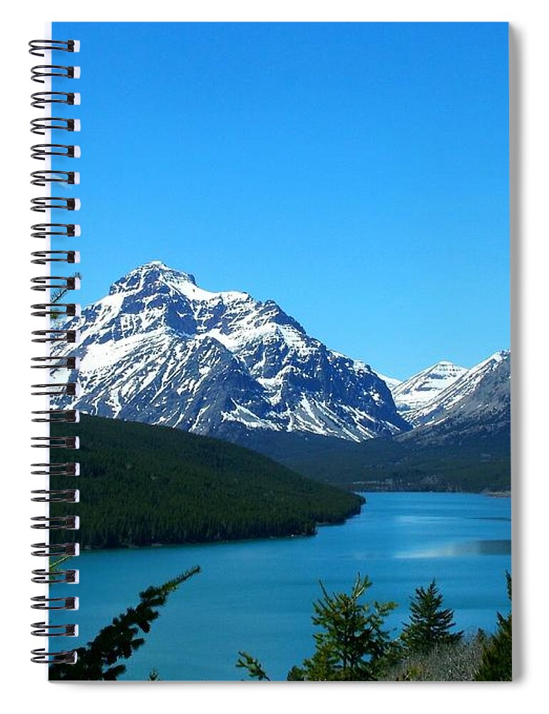 Two Medicine Lake Spiral Notebook featuring the photograph Clear Blue Lower Two Med Lake by Tracey Vivar