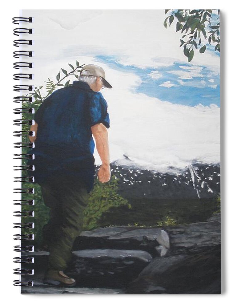 Scenery Spiral Notebook featuring the painting Climbing to the glacier... by Betty-Anne McDonald