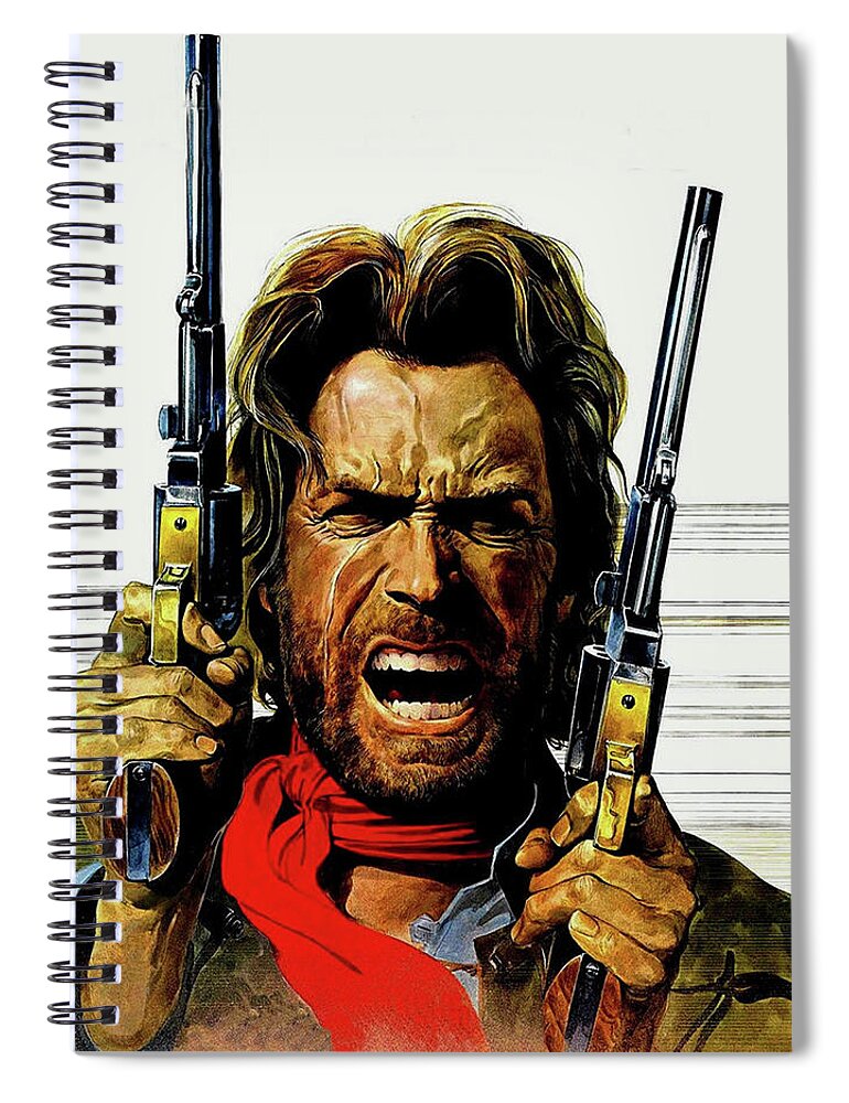 Clint Eastwood As Josey Wales Spiral Notebook featuring the mixed media Clint Eastwood As Josey Wales by David Dehner