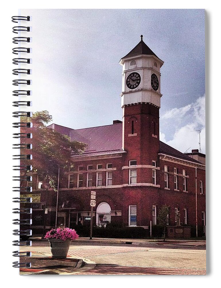 Alma Spiral Notebook featuring the photograph Clocktower Sunshine by Chris Brown
