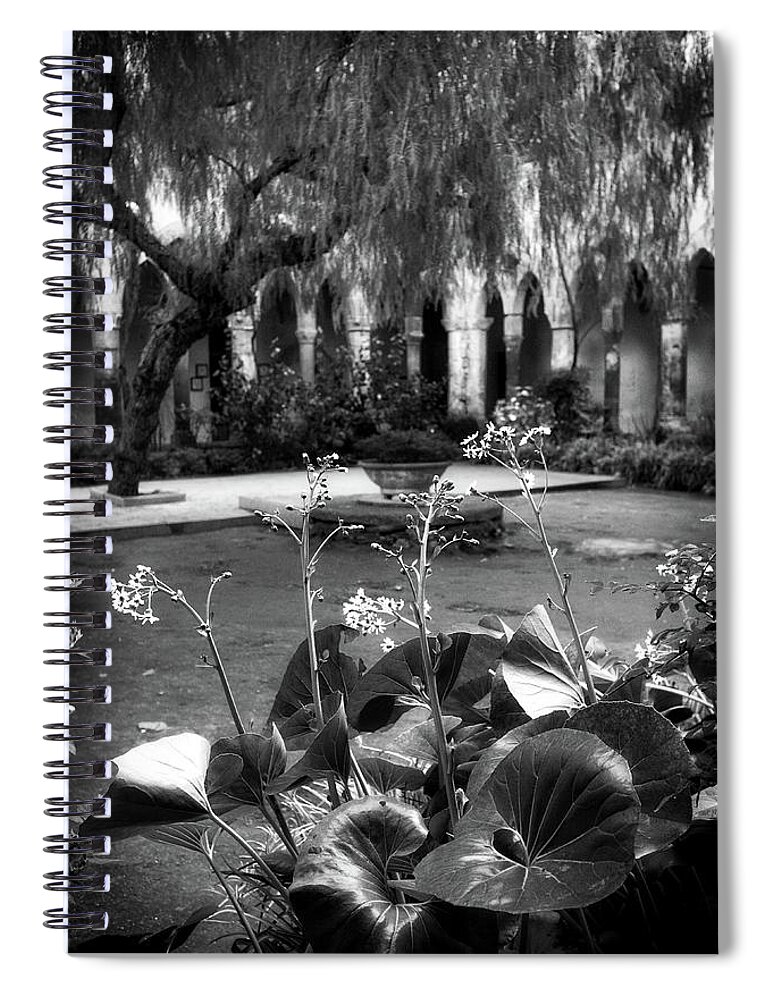 Black And White Spiral Notebook featuring the photograph Cloisters at Chiesa di San Francesco by Allan Van Gasbeck