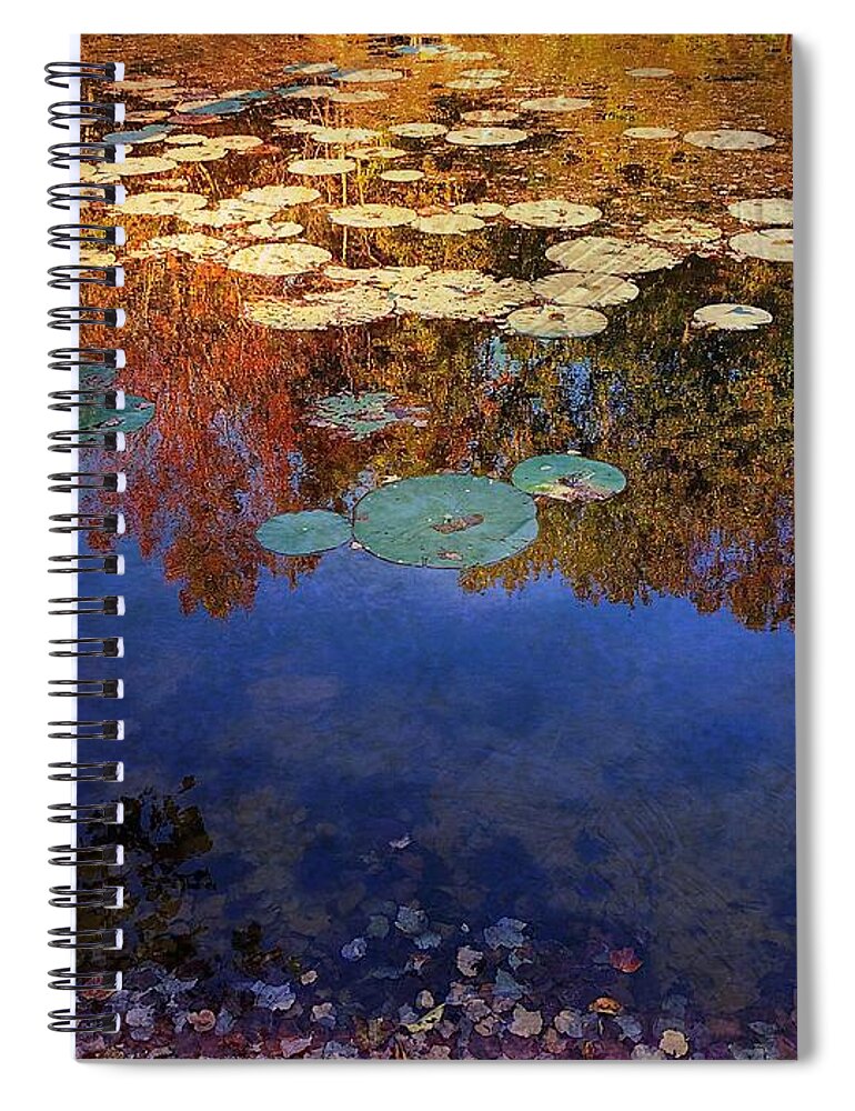 Lily Pond Spiral Notebook featuring the digital art Close by the lily pond by Delona Seserman