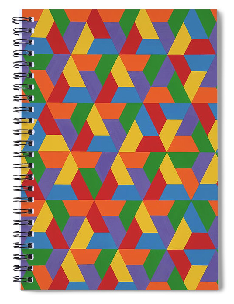 Abstract Spiral Notebook featuring the painting Closed Hexagonal Lattice by Janet Hansen