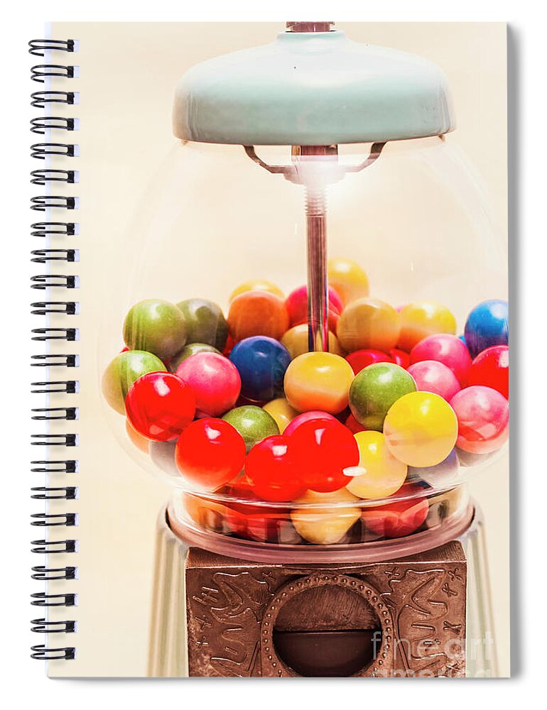 Lollies Spiral Notebook featuring the photograph Closeup Of Colorful Gumballs In Candy Dispenser by Jorgo Photography