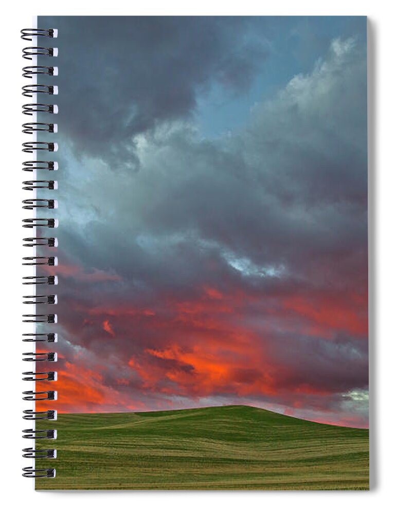 00559269 Spiral Notebook featuring the photograph Cloud and Wheat at Sunset by Yva Momatiuk John Eastcott