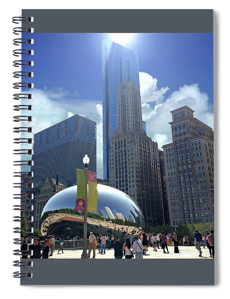 Cloudgate Spiral Notebook featuring the photograph Cloud Gate in Chicago by Marie Hicks