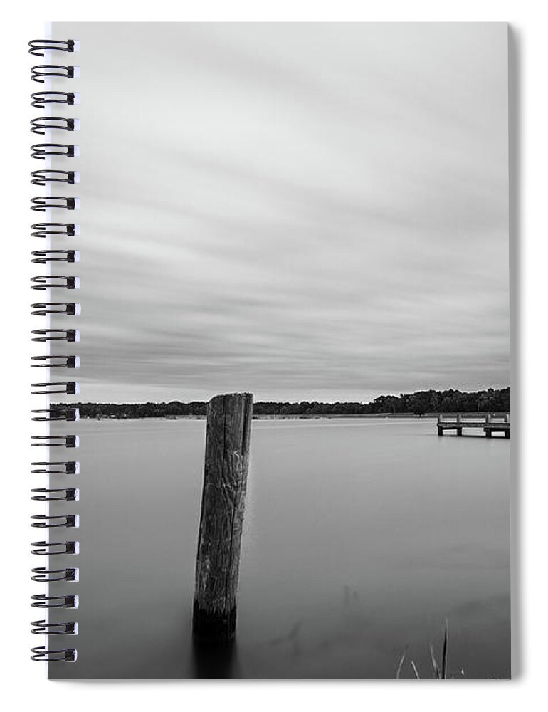 Long Exposure Spiral Notebook featuring the photograph Clouds Moving Over Lake Long Exposure by Todd Aaron