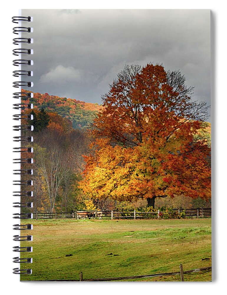 Vermont Fall Foliage Spiral Notebook featuring the photograph Clouds part over Marsh Billings-Rockefeller NHP by Jeff Folger
