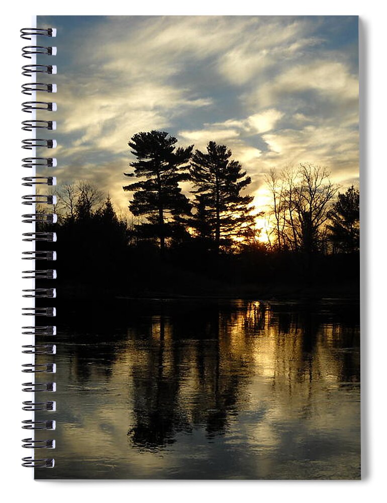Mississippi River Spiral Notebook featuring the photograph Cloudy November Sunrise Reflection by Kent Lorentzen