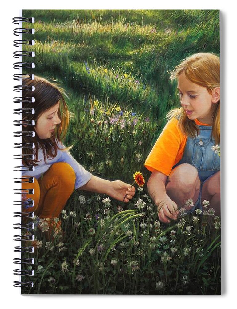 Family Spiral Notebook featuring the painting Clover Field Surprise by Glenn Beasley