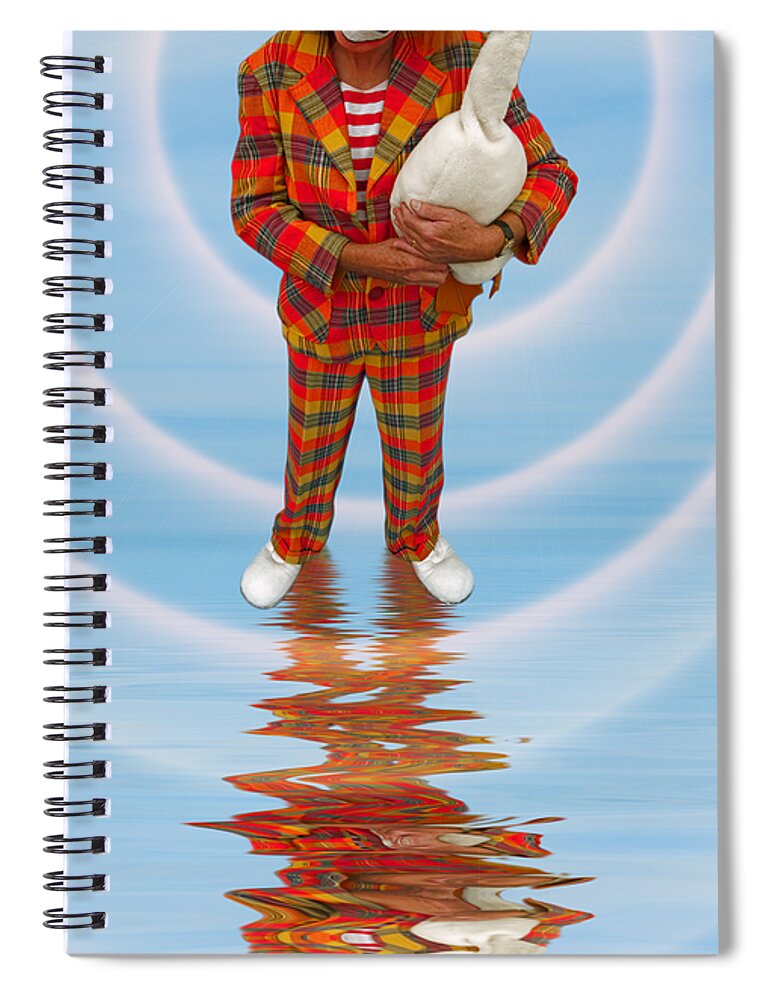 Clown Spiral Notebook featuring the photograph Clown with Goose A173318 2x1 by Rolf Bertram