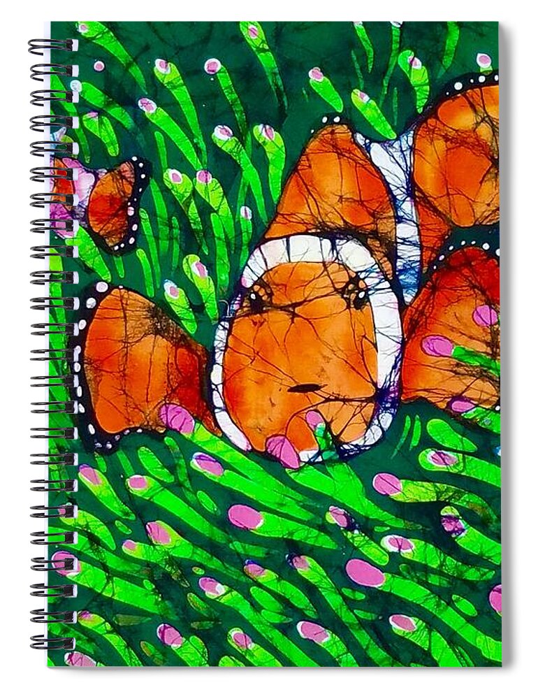 Clownfish Spiral Notebook featuring the tapestry - textile Clownfish II by Kay Shaffer