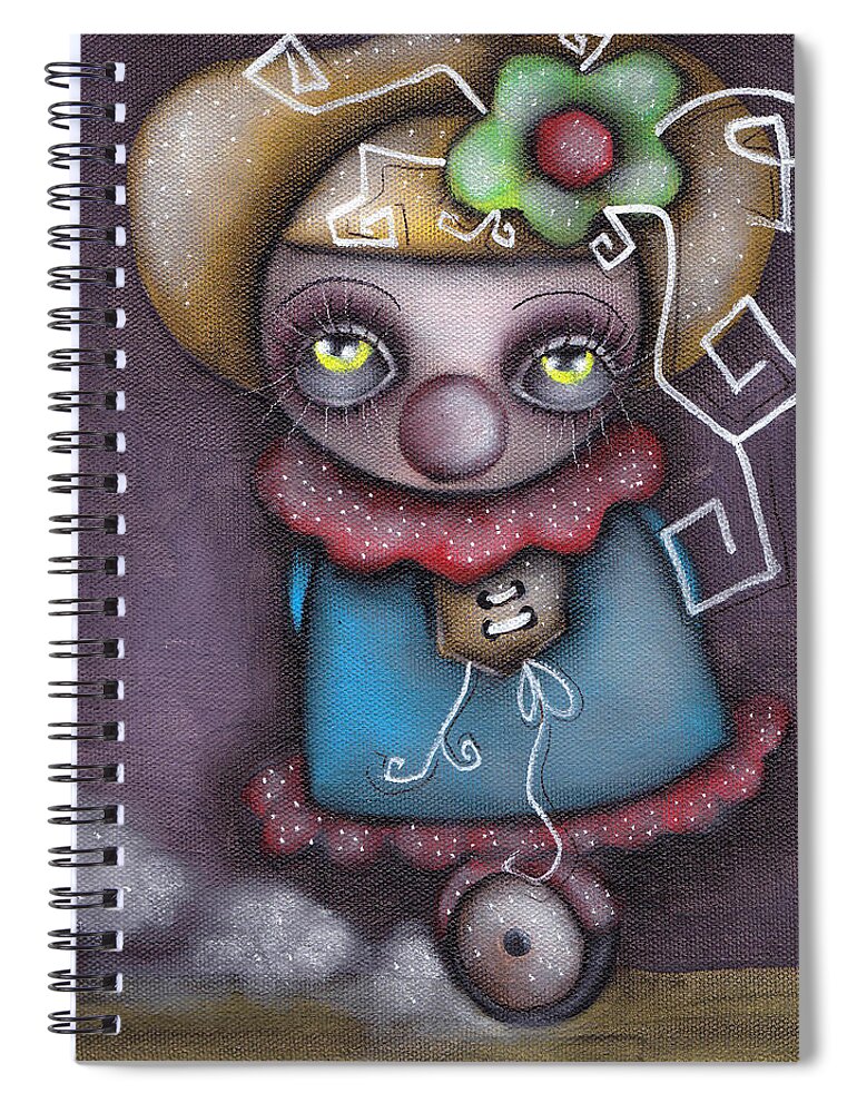 Abril Andrade Griffith Spiral Notebook featuring the painting Clowning Around by Abril Andrade