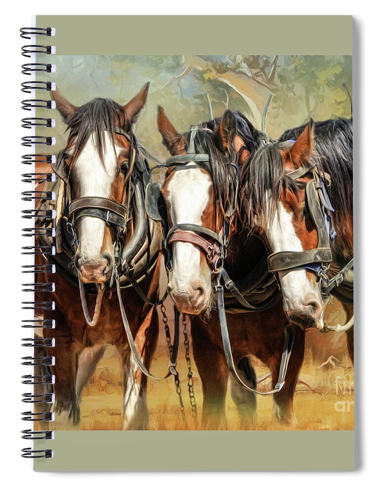 Clydesdale Spiral Notebook featuring the digital art Clydesdale Conversation by Trudi Simmonds