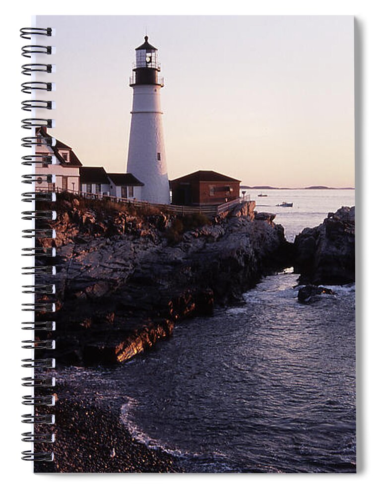 Landscape Lighthouse Nautical New England Portland Head Light Cape Elizabeth Spiral Notebook featuring the photograph Cnrf0905 by Henry Butz