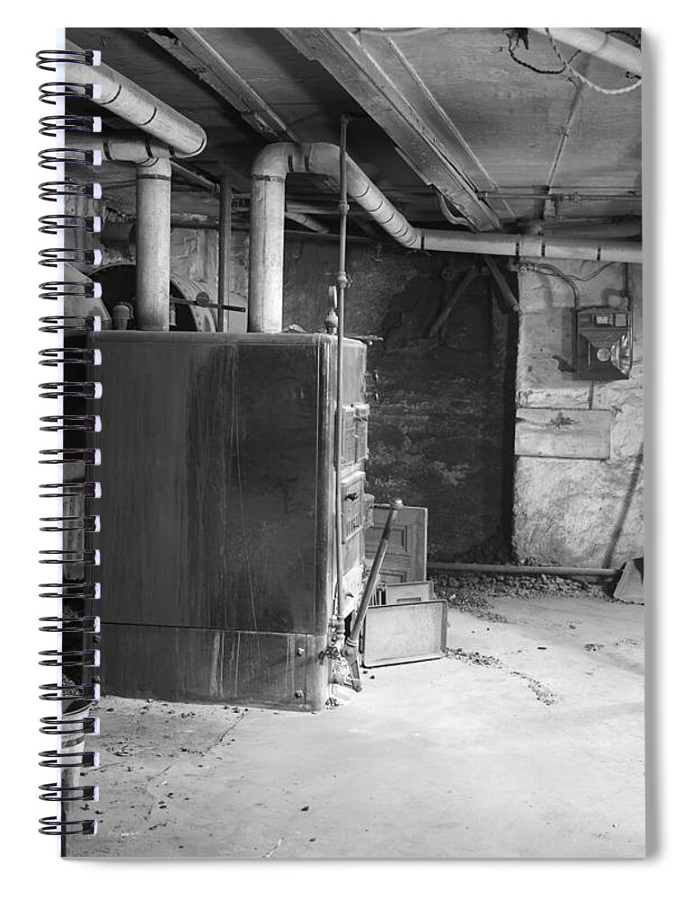 1920s Spiral Notebook featuring the photograph Coal Burning Furnace In Home Basement by H. Armstrong Roberts/ClassicStock