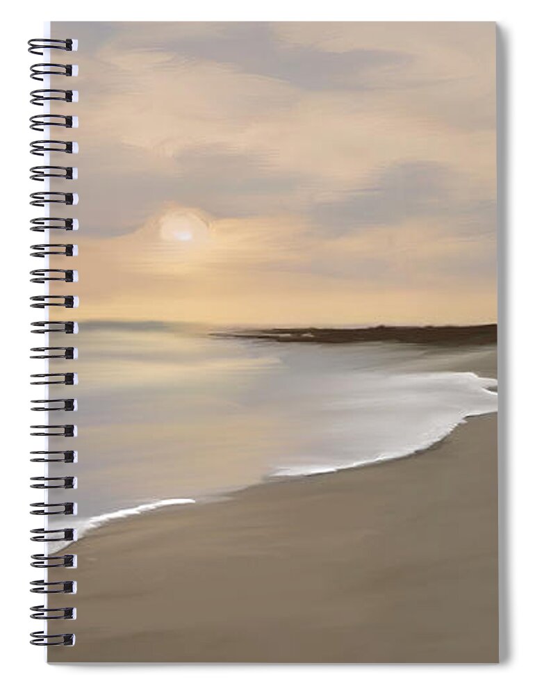 Anthony Fishburne Spiral Notebook featuring the mixed media Coastal Sunrise by Anthony Fishburne
