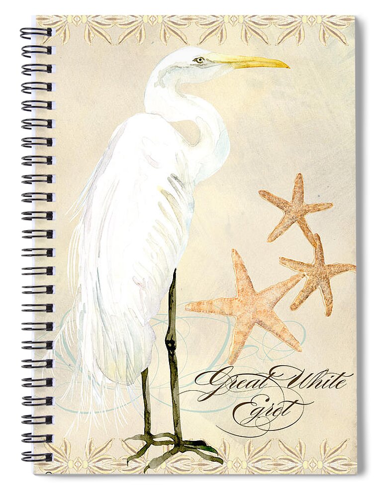 Watercolor Spiral Notebook featuring the painting Coastal Waterways - Great White Egret by Audrey Jeanne Roberts