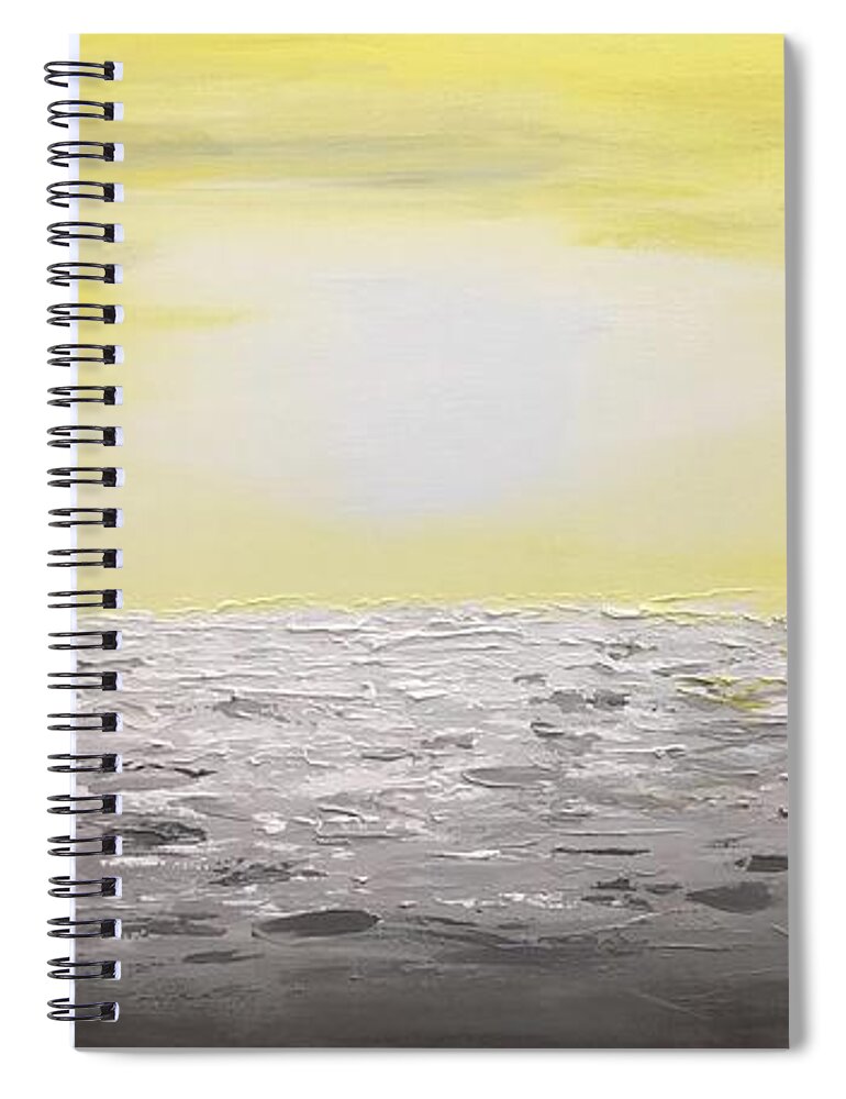 Yellow Painting Spiral Notebook featuring the painting Coastal_2 by Preethi Mathialagan