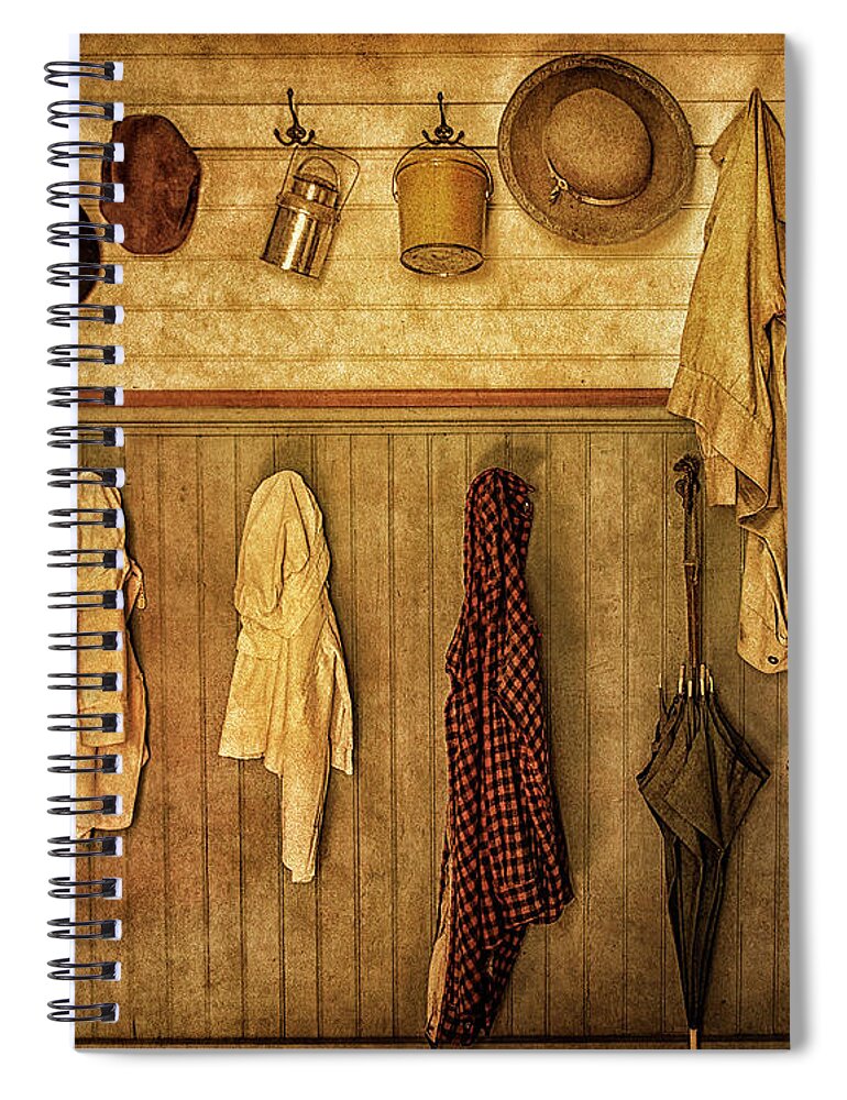 Coat Room Spiral Notebook featuring the photograph Coat Room at the Old Schoolhouse by Priscilla Burgers