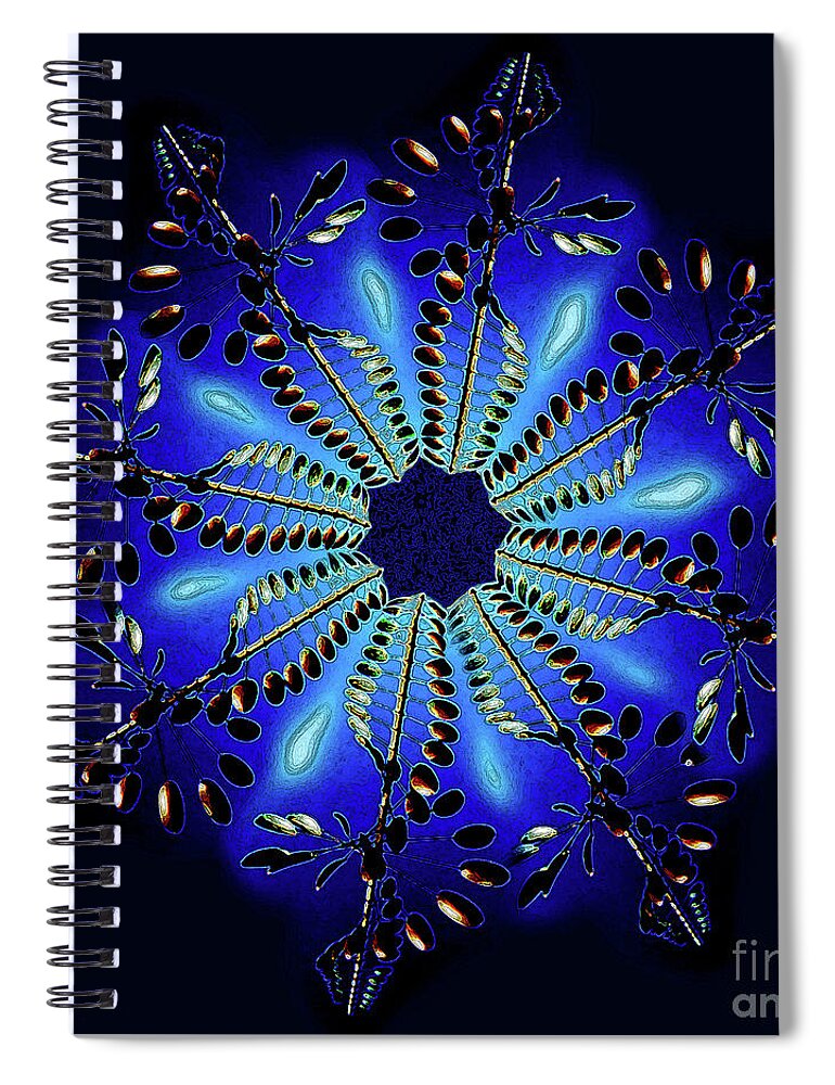 Cobalt Blue Spiral Notebook featuring the digital art Cobalt Blue Tech Snow Flake by Andee Design