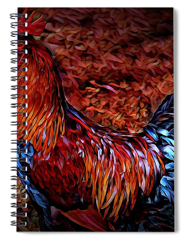 Digital Art Spiral Notebook featuring the digital art Cock Rooster by Artful Oasis