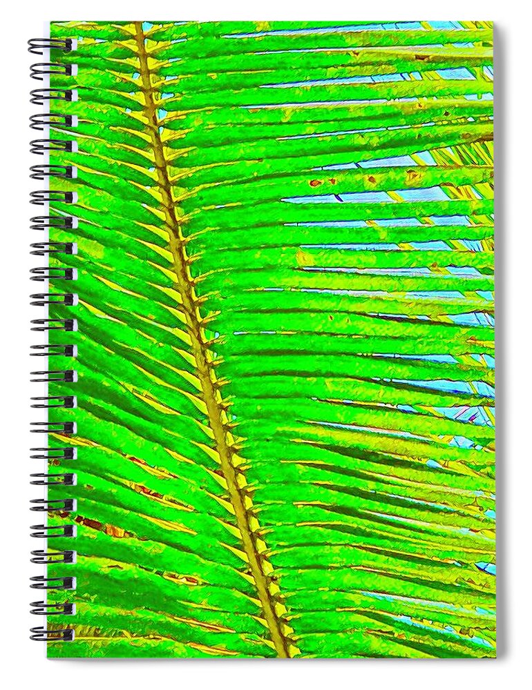 #flowersofaloha #coconutpalmleafaloha Spiral Notebook featuring the photograph Coconut Palm Leaf Aloha by Joalene Young