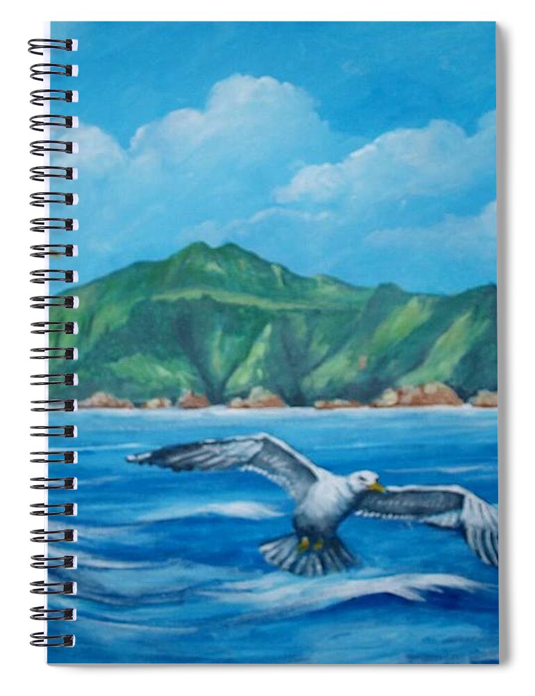 Island Spiral Notebook featuring the painting Coco's Island, Costa Rica by Jean Pierre Bergoeing