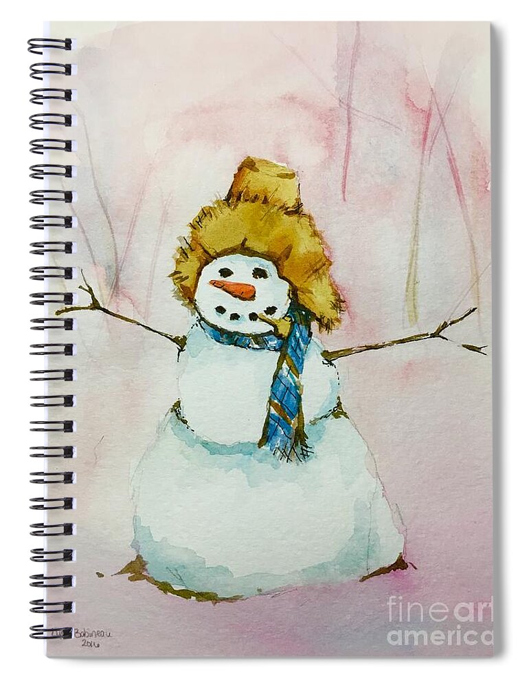 Snow Spiral Notebook featuring the painting Cody's First Frosty by Lynn Babineau