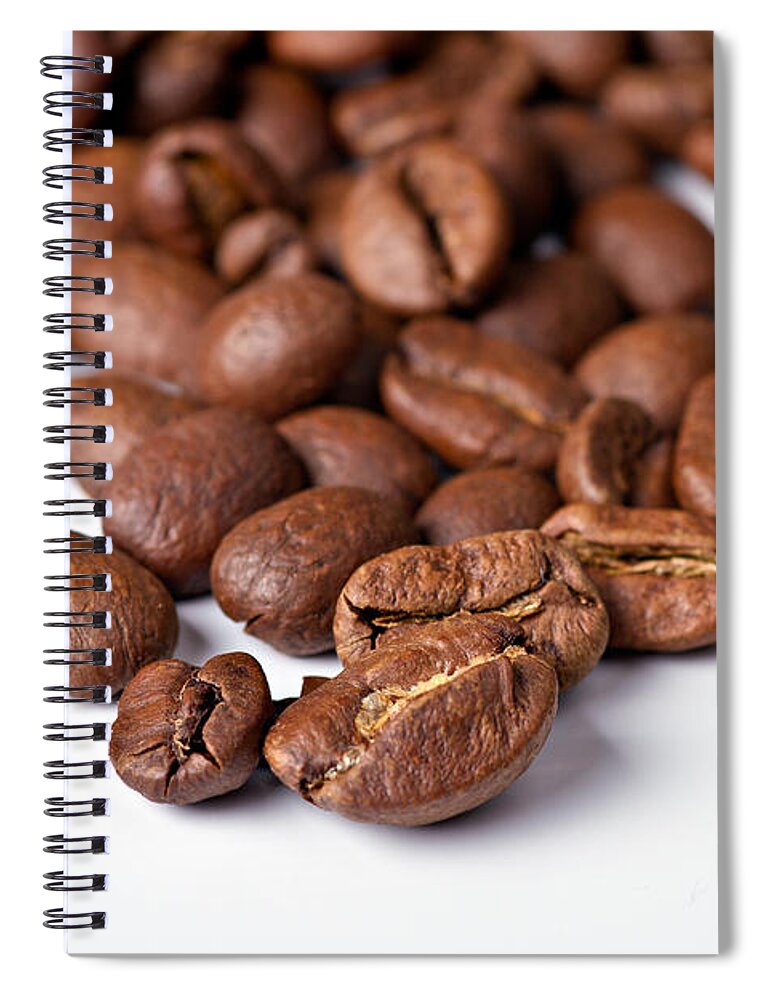 Aroma Spiral Notebook featuring the photograph Coffee beans by Gert Lavsen